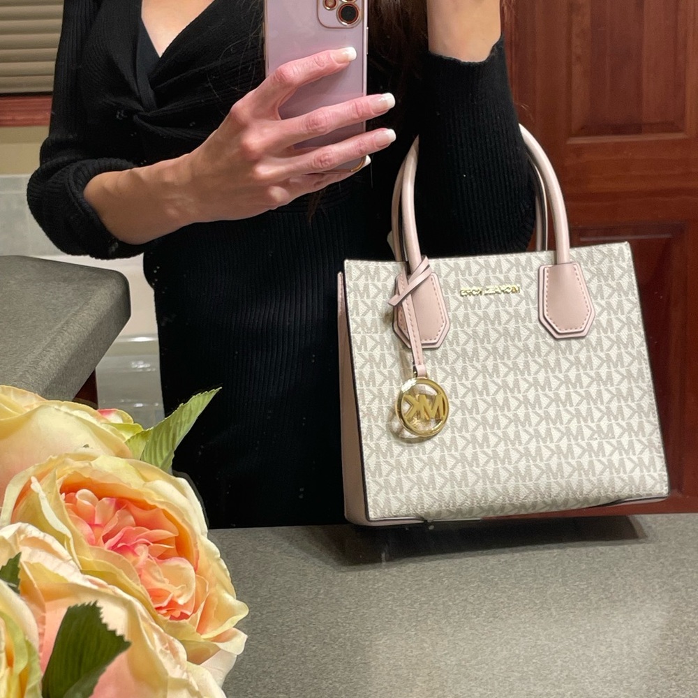 Michael Kors Cream and Pink Satchel